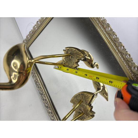 Rare Set of 2 brass flamingos - Netherlands, 1960 - yellow copper bird statues - Picture 7 of 9